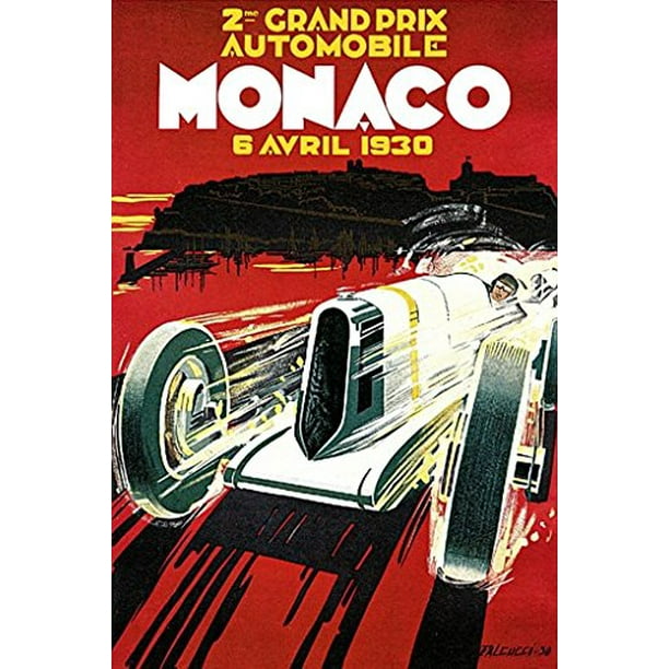 Monaco Grand Prix 1965 poster on linen VINTAGE FRENCH RACE POSTER